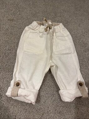 H&M Cream Drawstring Roll-Up Kids Pants